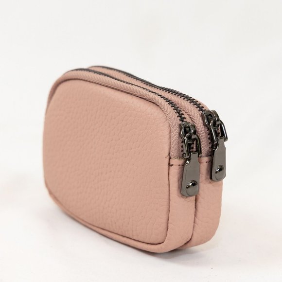 Genuine leather double zipper coin purse - Picture 6 of 13